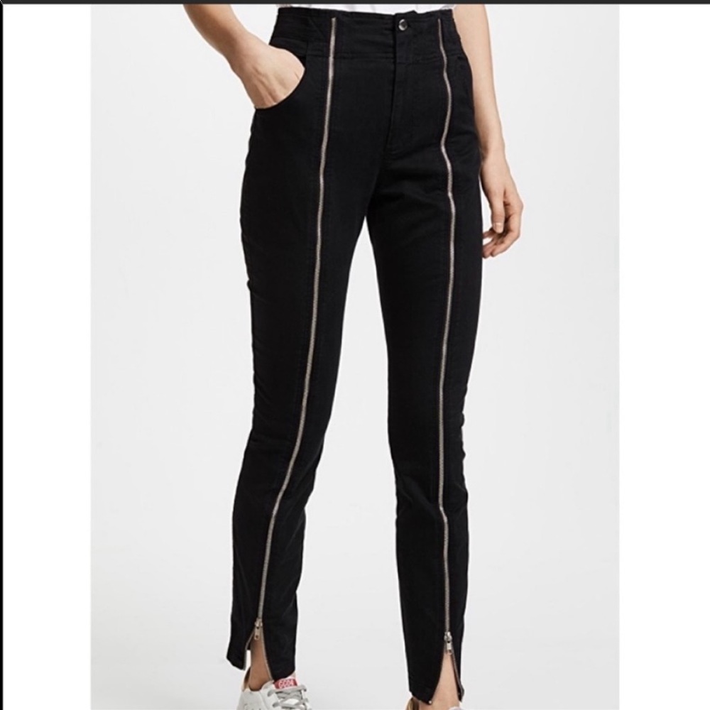 A.L.C Zander Zip Front Twill Pants Black